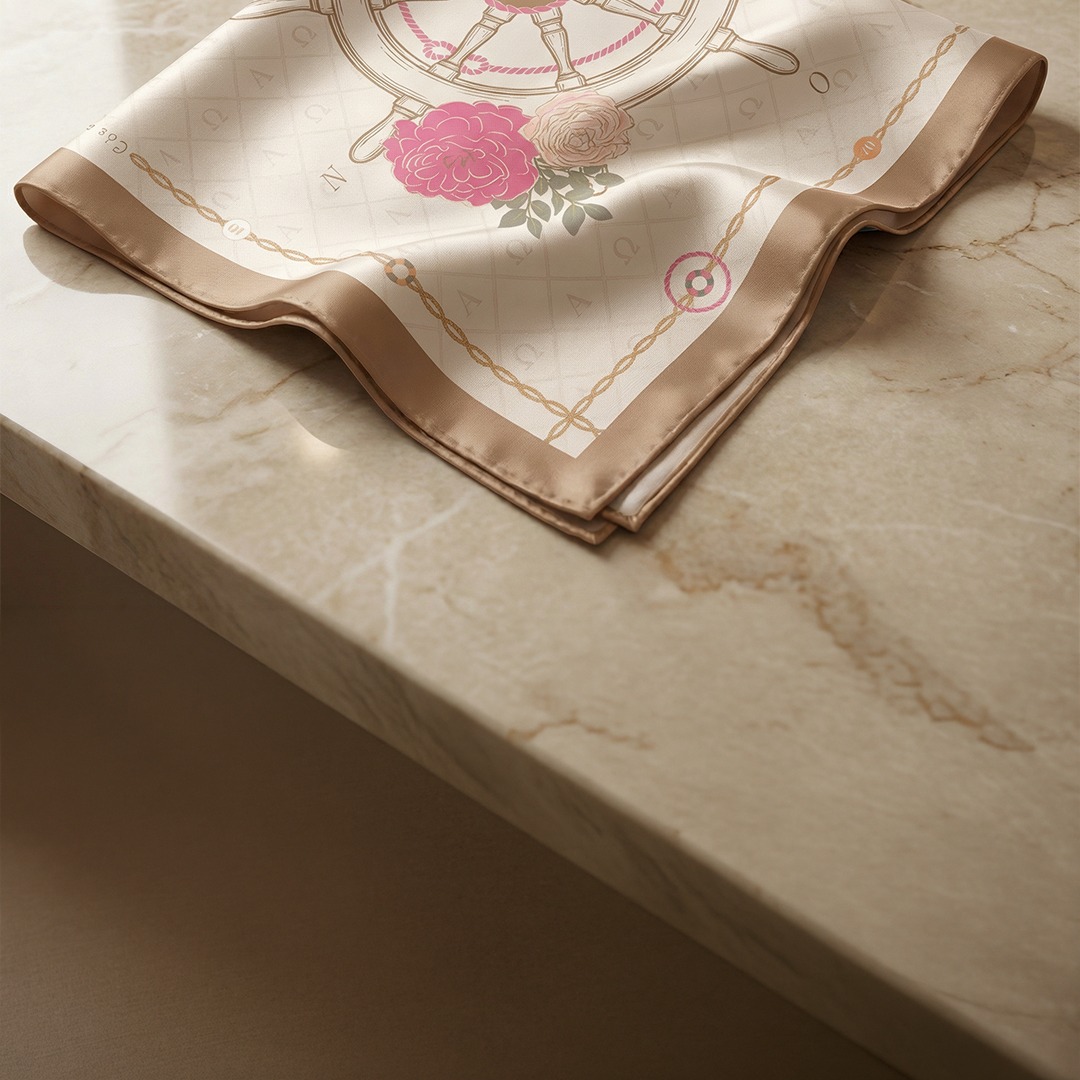 Carré de soie 70, l'Alliance - Rose