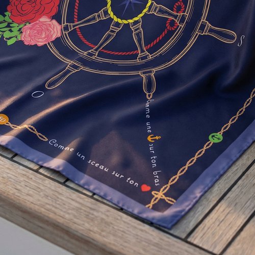 Carré de soie 50, l'Alliance - Bleu