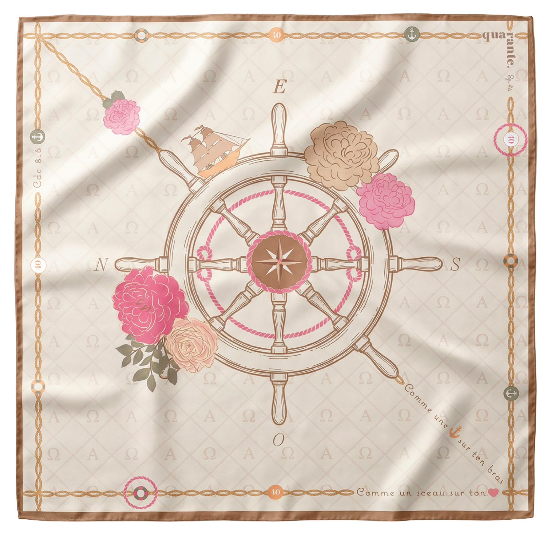 Carré de soie 70, l'Alliance - Rose